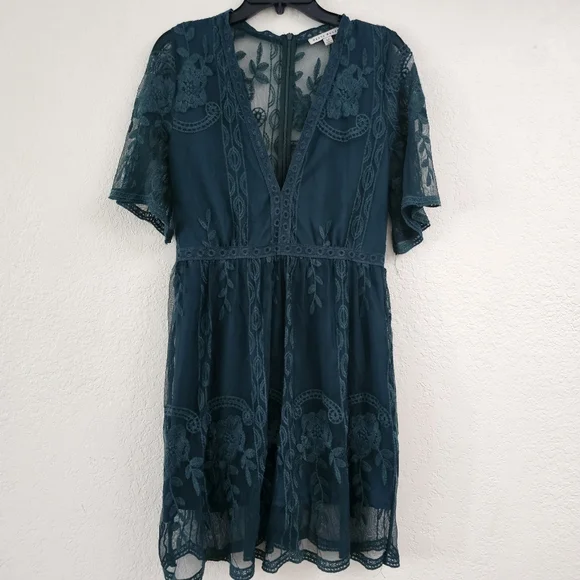 Haute monde emerald hunter green laceskater dress medium light my fire style